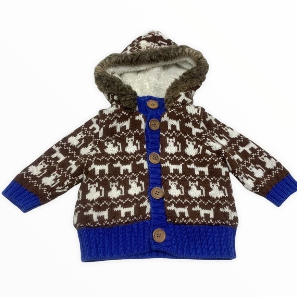•, Hanna Andersson Cat Dog Knit Jacket Fur Hood Unisex - Picture 2 of 11
